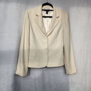 Kenneth Cole Size 6 Soft Luxurious Ivory Metallic Wool Blazer